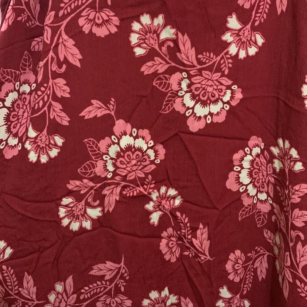 Paisley Ray deep red and pink floral maxi dress
